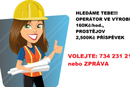 OPERÁTOR VÝROBY - 160Kč/hod. - NÁSTUP IHNED!!